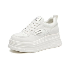 Women's casual single shoes women's height increasing shoes  women's round toe thick soled white shoes