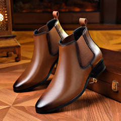 Brand Men Boots Fashion High Top Leather Boot Classic Business Dress Boots Casual Office Boots for Men Chelsea Boot Botas Hombre