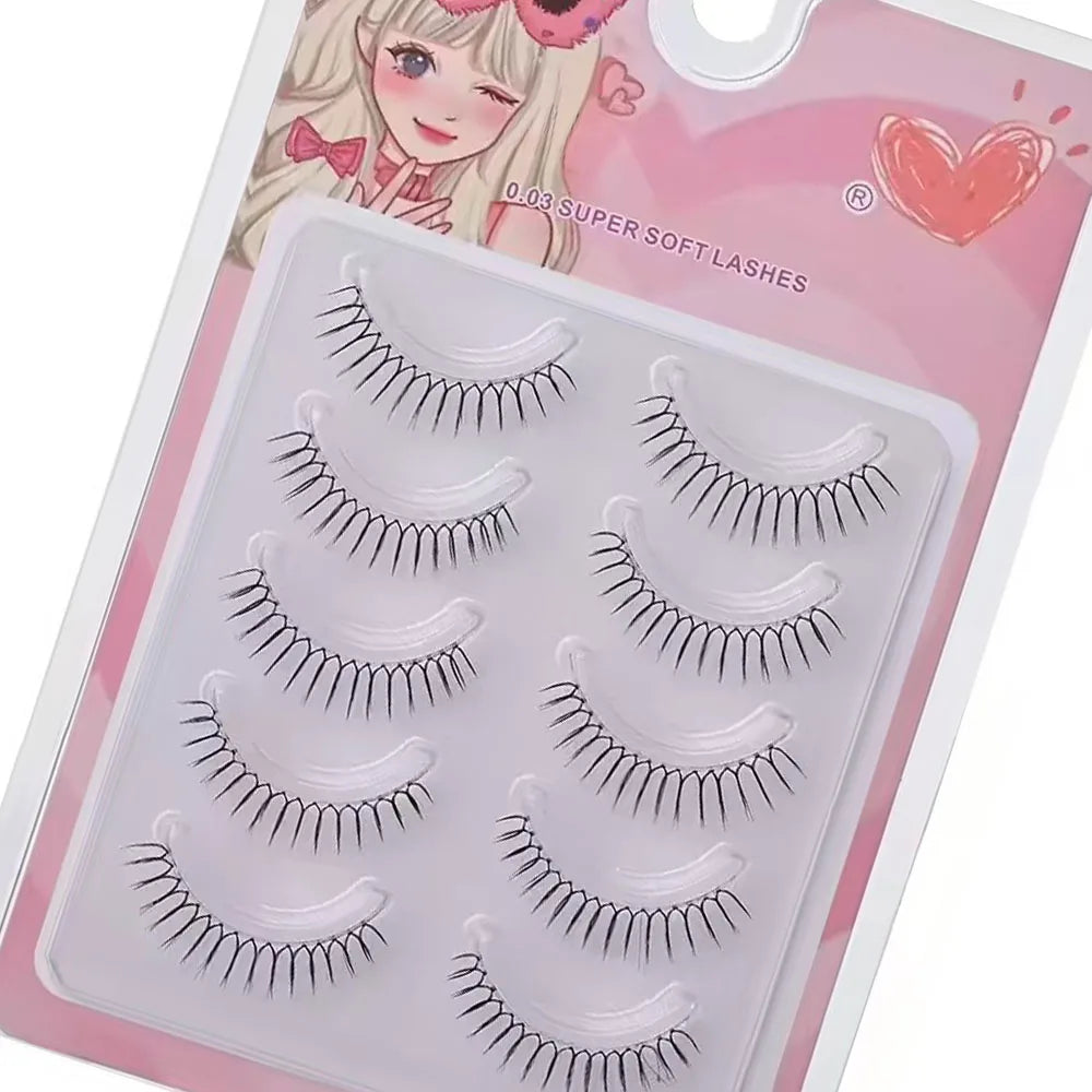 5 Pairs False Eyelashes A Type Eyelashes Upgraded Lash U-shaped 0.14mm Transparent Stem Soft Natural Eye Lashes Mink