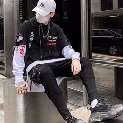 Men's Hoodies Male Casual Sweatshirts Streetwear Y2K Black Man Tops Korean Fashion Stylish Hip Hop Hoody Anime Dacning Clothing