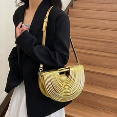 Designer Handbags Women 2025 New Luxury Brand Rope Handwoven Noodle Bags Gold Evening Clutch Bag Chic Saddle Crossbody Bag