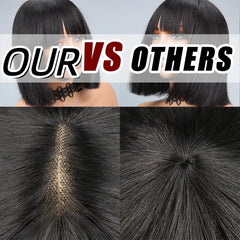 Human Hair Wigs for Women with Bangs 2x4 Lace Front Wig Straight Short Bob Wig Human Hair Natural Color 10 12 14Inch