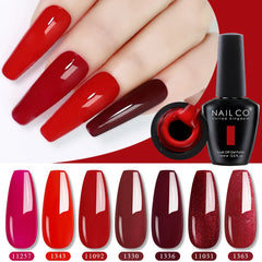 NAILCO Red Colors Series 15ML Nail Gel Polish Nail Supplies Semi Permanent For Nail Art Manicure Soak Off LED UV Hybrid Varnish