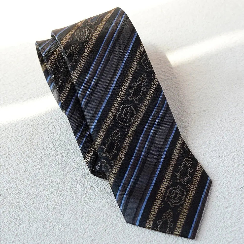 Patterned Tie Casual High-end Hand-knotted Korean Style Suit Shirt for Men and Women Embroidered Floral Black Blue