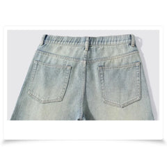 Trendy Men's Straight Leg Jeans Casual Loose Fit Autumn Winter New Style Blue Washed Denim Pants Versatile for All Seasons