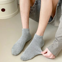 Men Socks Cotton Socks For Men Solid Color With A Low Tube Summer Mesh Breathable Short Socks Black All-Match Soft