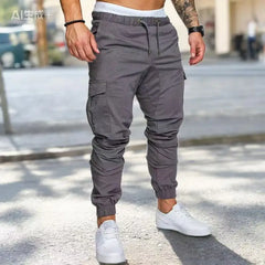 New Men's Cargo Pants Sweatpants Outdoor Loose Straight Long Trousers Autumn Casual Multi-Pocket Durable Workwear Male Trousers