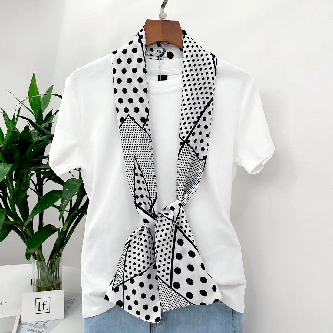 Mens Long Silk Scarf Fashionable Narrow Neck Scarf