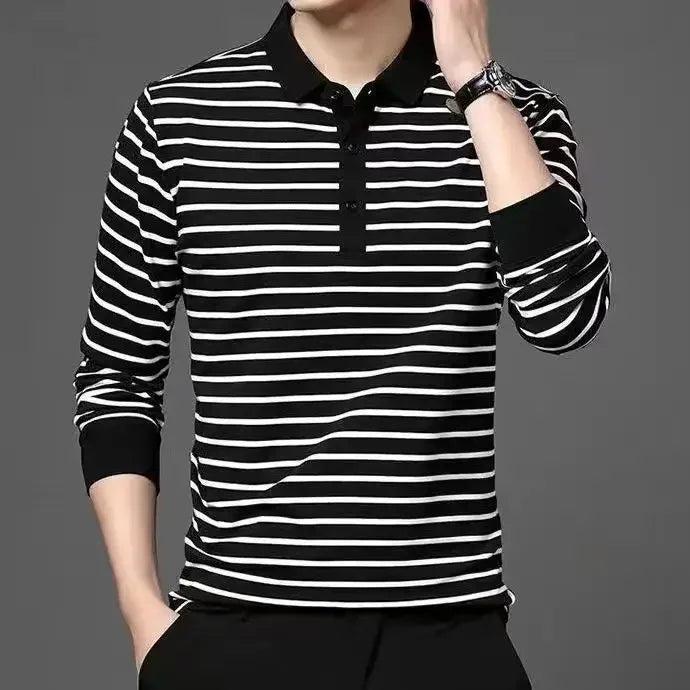 Polo T Shirt for Men Winter Pullovers Oversize Man Sweatshirt Formal Big Size Business With Collar Elasticity Emo Streetwear S