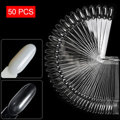 Nail Art Tools Color Chart 50Pcs Nail Tips Display Stand False Nails Showing Shelf for Practice Salon Use Transparent Natural