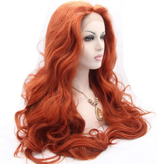 Wig Long Ginger Wig Long  Wavy Free Part Synthetic Glueless Lace Front Wigs Heat Resistant Synthetic Hair Wig