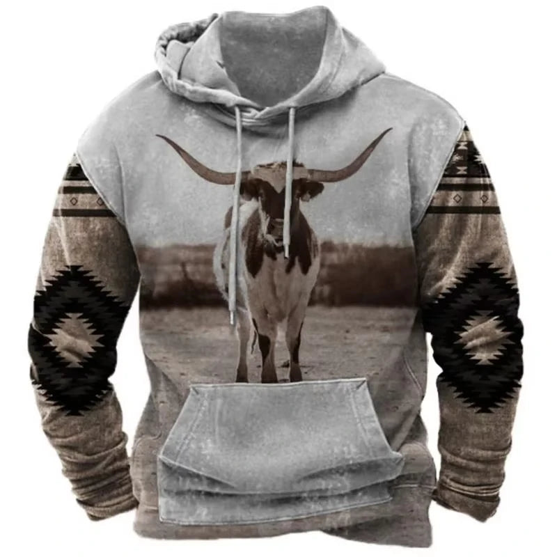 Men Hoodies Western 3d Print Cowboy Women Hooded Sweatshirts Men Oversized Pullovers Vintage Streetwear Clothing Kid Hoodie