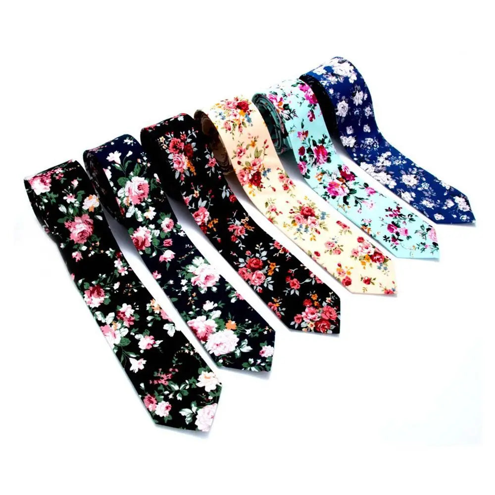 Floral Men Ties Casual Print Necktie Cotton Ties Business Men's Tie Printed Tie