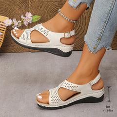 Women's Wedges Sandals 2025 New Woman Breathable Hollow Low Platform Sandals Fashion Summer Casual Female Sandals
