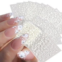 30 Sheets White Flower Nail Stickers White Nail Stickers White Flowers Nail Stickers for Nail Art Manicure Decoration Stickers,