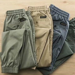 Cargo Pants Trousers for Men Casual Multi Pockets Stretchy Cuffs Thin Drawstring Elastic Waist Men Fitness Pants