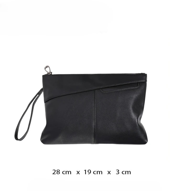 Business Clutches Men Handbag Luxury Large Capacity Men's Clutch Bags Soft Leather Envelope Clutch Male Purse Wrist Hand Bag