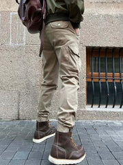Cargo Pants for Men Trekking Biker Trousers Man Motorcycle Grey Hiking Outdoor Korean Style Slacks Cotton Big Size Street Long