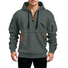 Men's Hooded Hoodies Solid Long Sleeve Multi-pocket Zipper Pullover Autumn Winter Sports Sweatshirt Harajuku Casual Streetwear