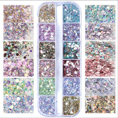 Mirror Iridescent Mixed Hexagon Nail Glitter Sequins Holographic Spangles Flakes Nail Art Powder Gel Polish Manicure Accessories