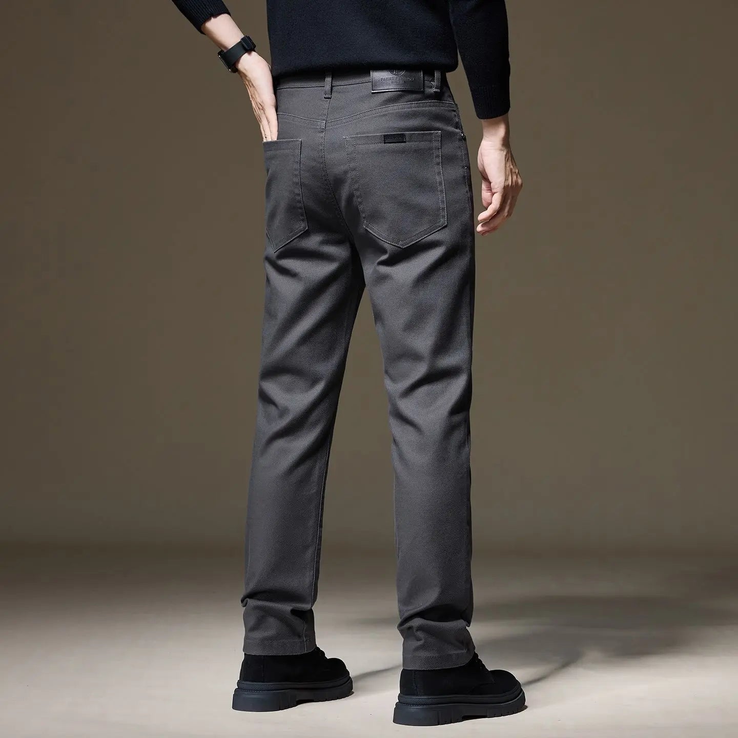 Mens Casual Cotton Pants Straight Business Work Trousers