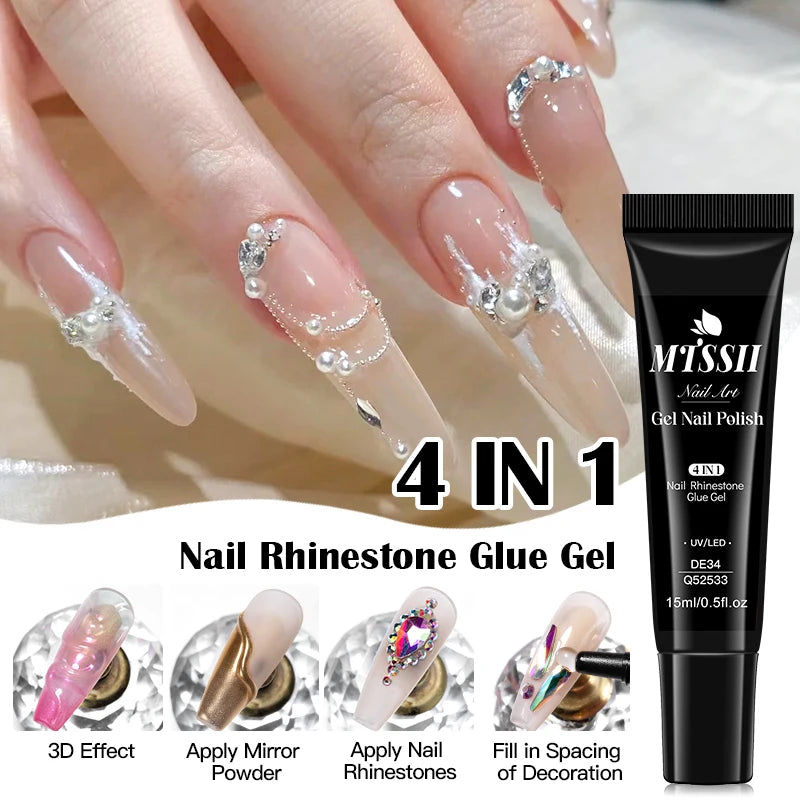 Nail Rhinestone Glue Nails Super Strong Gel Nail Glue for Nail Charm 3D Nails Bling Gel Decoration Varnish TPO FREE HEMA FREE