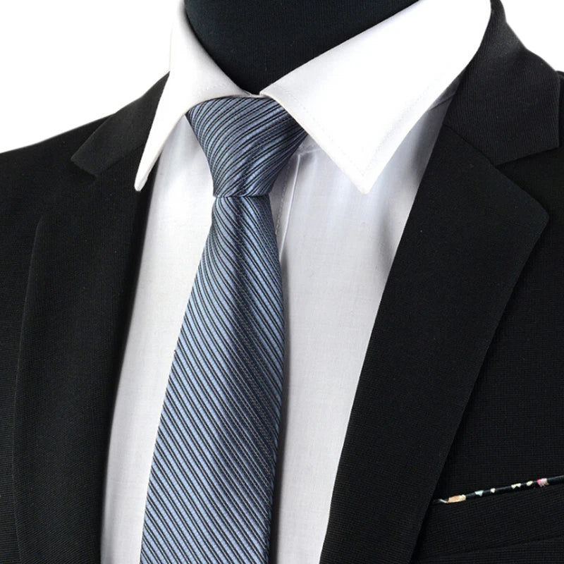 Formal Men's Silk Necktie - Classic Jacquard Woven Striped Tie for Suit Groom Wedding Accessory