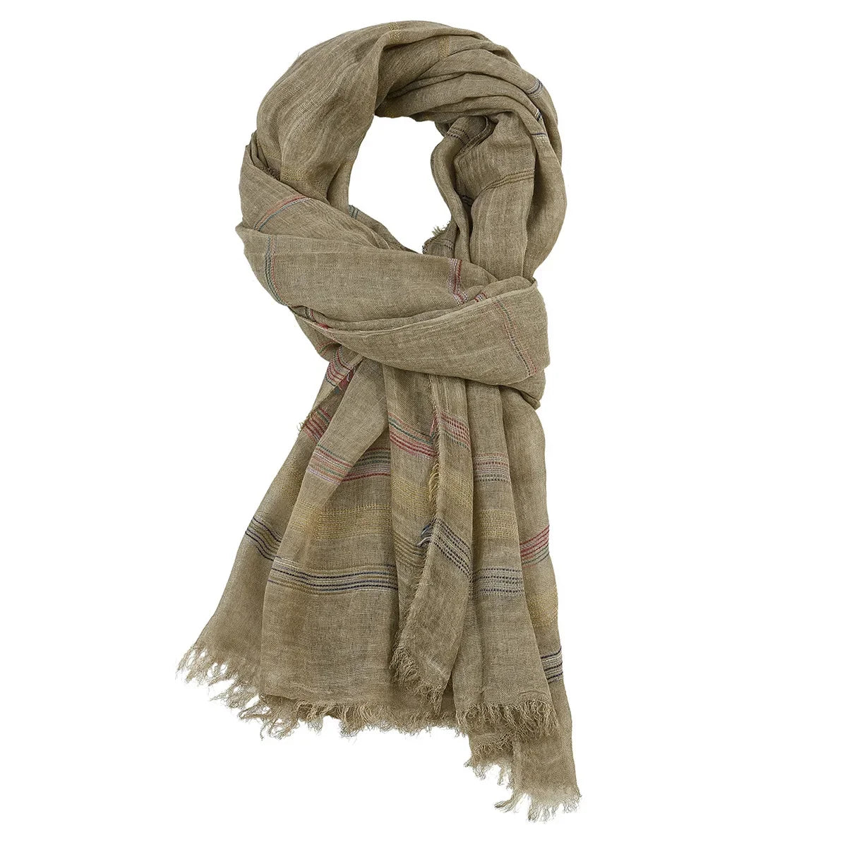 Mens Striped Cotton Linen Scarf Warm Fashion Wrap