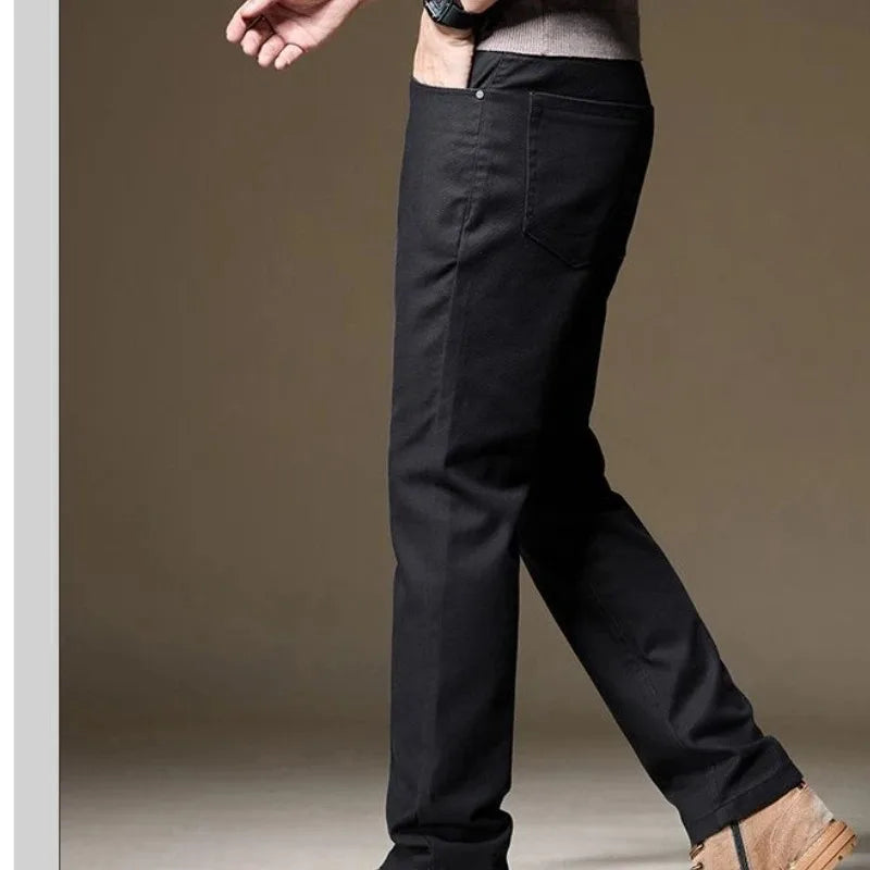 Mens Casual Cotton Pants Straight Business Work Trousers