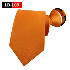 New Fashion 8cm Orange White Zipper Ties for Men Silk Solid Necktie for Business Office Gift Men's Tie Pre Knotting