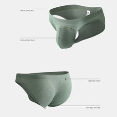 Mens Threaded Underwear Low Waist U Convex Pouch Briefs Breathable Underpants Sexy Bulge Pouch Peni Panties Bulge Knickers