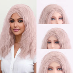 Synthetic a Straight Wavy Hair Wig Made of Synthetic Fiber with a Comfortable and Breathable Rose Hair Net