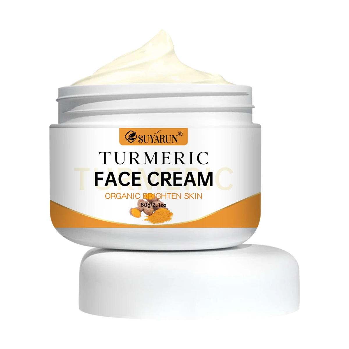 SUYARUN Turmeric Face Cream - Anti-Aging & Brightening, Oil-Free Moisturizer for Sensitive Skin, Organic Skincare with Vitamin E
