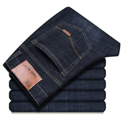 Men Fashion Straight Jeans Men New Stretch Slim Fit Pants Comfortable Soft Business Denim Trousers Male Brand Clothing