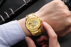 Men's Watches Luxury Automatic Watch For Men Mechanical Wristwatch Skeleton Stainless Steel Sapphire glass Male Clock