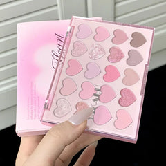 Heart-shaped 20-color Eyeshadow Palette Matte Shimmer Pink Purple Eye Shadow Tray Lasting Glitter Eye Pigments Christmas Makeup