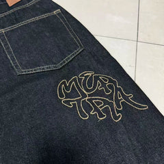 Real Pictures Mertra Jeans Casual Straight-leg Denim Pants Men Women Street Embroidery Logo European American Trend Styles Jeans