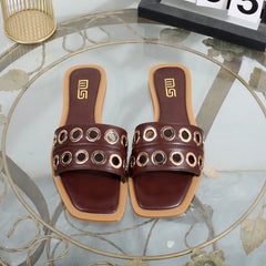 Women's slippers new summer wear casual hollow fashion Joker slippers square sandals light flat bottomed drag