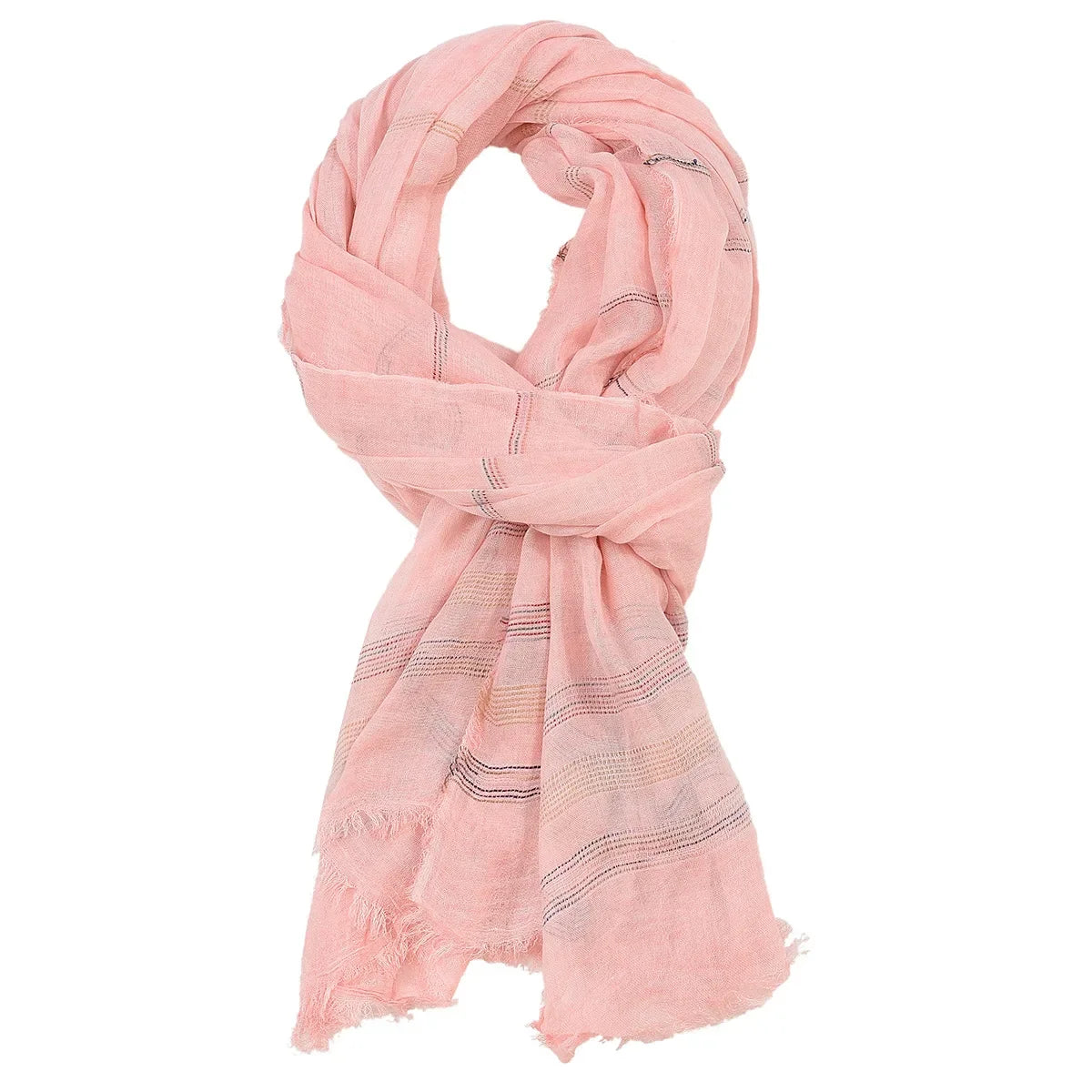 Mens Striped Cotton Linen Scarf Warm Fashion Wrap