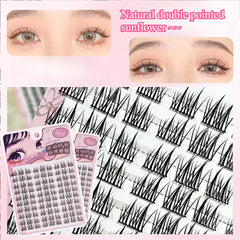 HISYI Five Optional Natural Double Tips Sunflower False Eyelashes Beginner Natural Curl Comic False Eyelashes Eye Makeup
