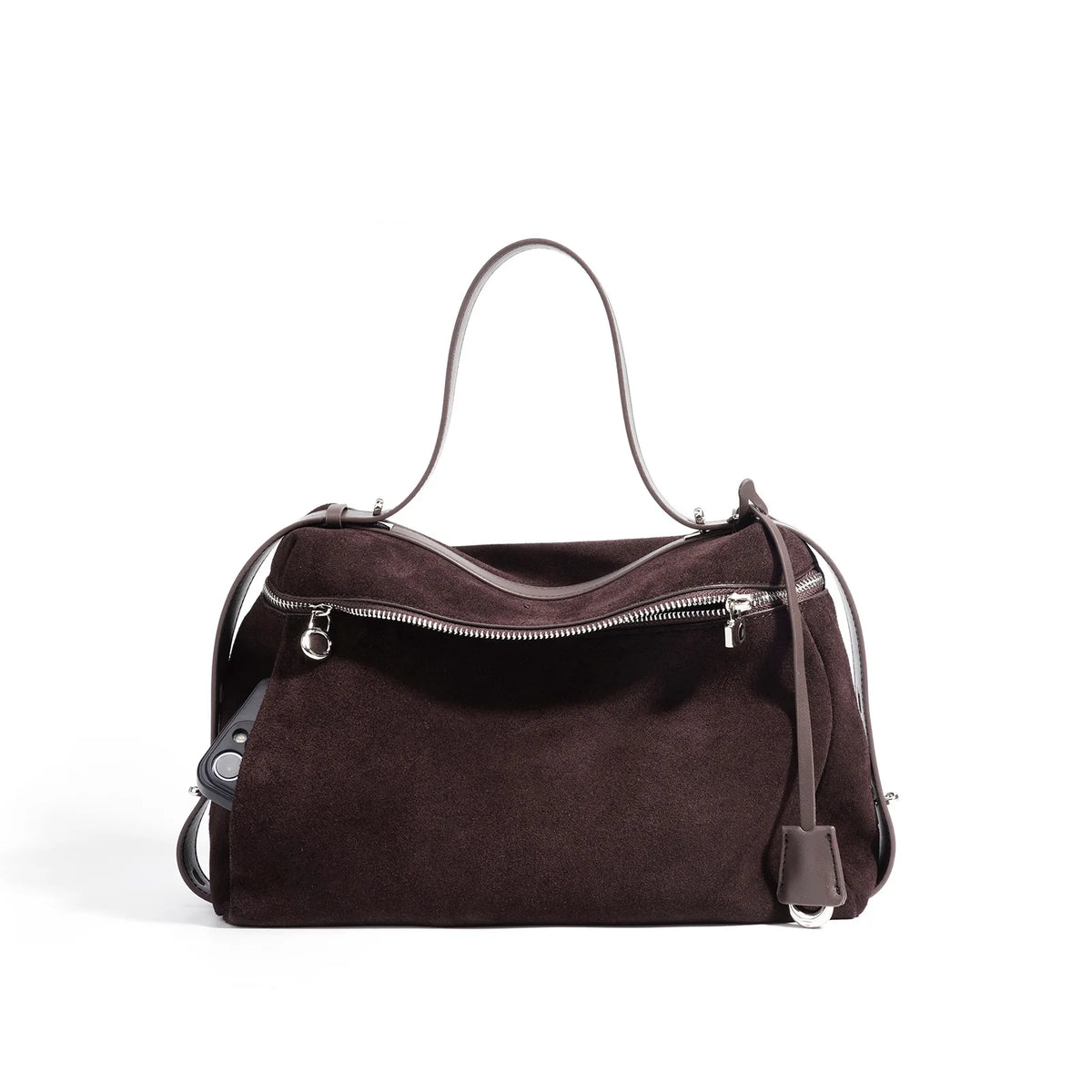 Premium Handbag 2025 Fall Winter Suede Leather Boston Bag Shoulder Crossbody Bag Women Minimalist Commuting Trendy Versatile Bag