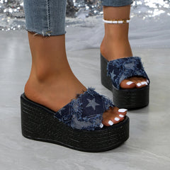 Women Wedges Sandals 2026 New Summer Women Slip on High-heeled Fashion Woman Shoes Comfortable Flower Outdoor Platform Sandals