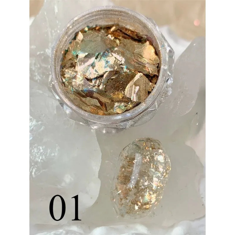 Nail Glitter Powder for Manicure, Feather, Opal, Aurora, Iridescent, Sparkling Flame, Flakes, Shiny Dust, Pigment,