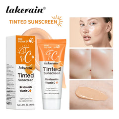 Vitamin C Tinted Sunscreen With SPF 40 Hydrating Mineral Sunscreen With Zinc Oxide & Titanium UV Protectio Dioxide Healthy Glow