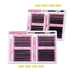 DIY False Eyelashes Clusters Extensions Individual Lashes Cluster Natural Segmented With glue,Remover,lash brush，tweezers