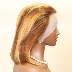 100% Human Hair Wigs 13x4 Lace Human Hair Lace Frontal Wig Brown Blonde Color Ready Wear Bob Wigs 200%Density For Women