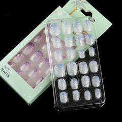 Nail Art For Kids Beautiful Nail Designs Diy Manicure Fake Nails Bright Blue Glitters Fancy Nail Design Childrens's Gift Nailart