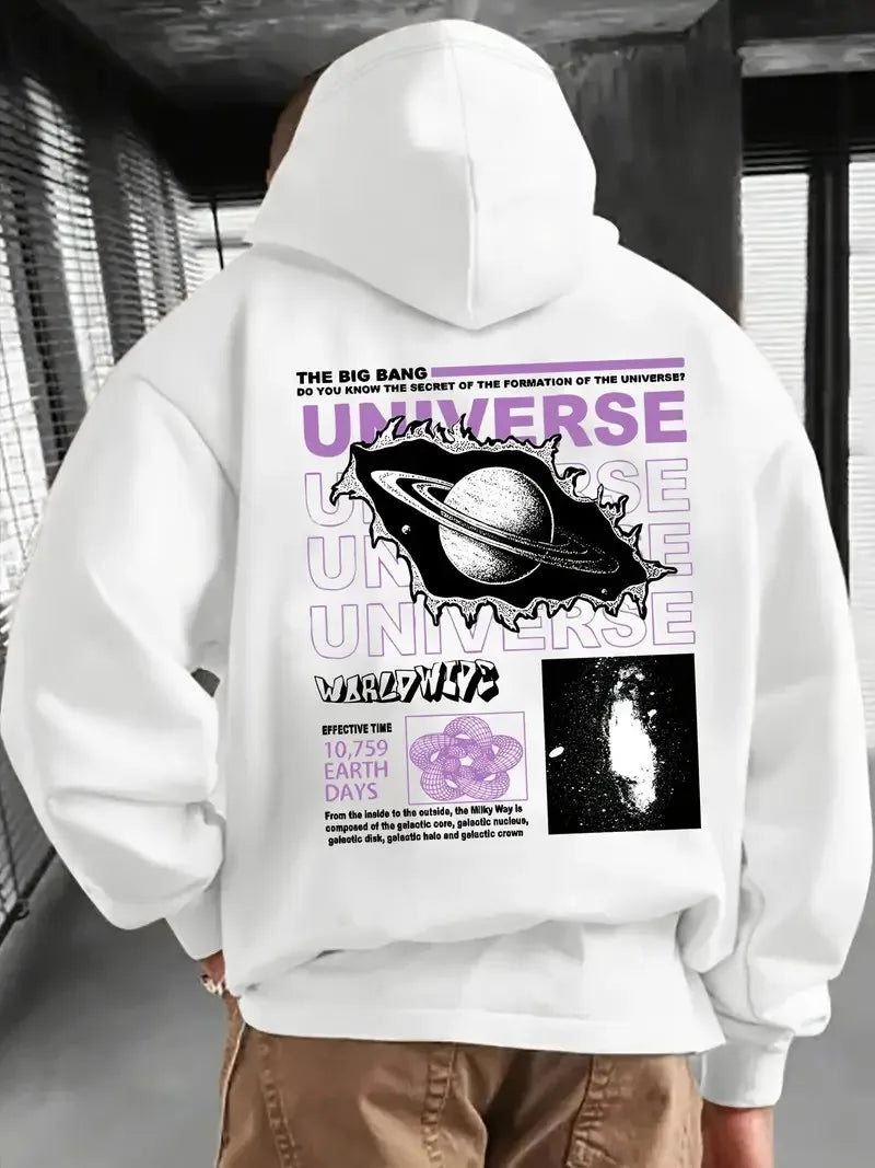 The new men's hoodie for the autumn of features street casual fashion hip-hop simplicity and 3D planet print