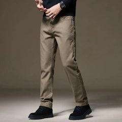 Mens Casual Cotton Pants Straight Business Work Trousers