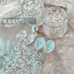5g/Bottle Holographic Chunky Nail Glitter Light Chasing Iridescent Glitter Nail Art Sequins Sparkly Flash Gel Polish Paillettes